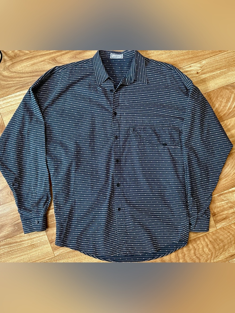 Vintage Gianni Versace Men’s 46 Geometric 3 Print Button Down Shirt Italy